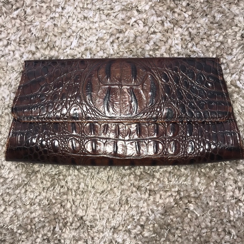 JALDA BROWN CROC CLUTCH